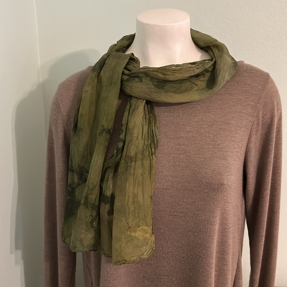 Green Tie-Dye Scarf lightweight boho hippie vibes - Picture 2 of 10